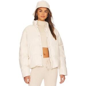 Mother The Drop Pillow Talk Vegan Faux Leather Puffer Jacket Egret Large White